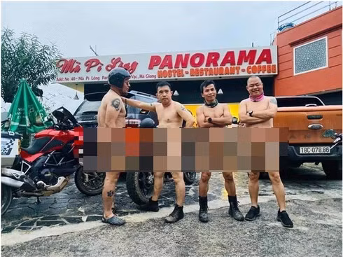 Sốc với 4 người đàn ông khoả thân trước khách sạn Mã Pì Lèng Panorama Soc voi 4 nguoi dan ong khoa than truoc khach san Ma Pi Leng Panorama