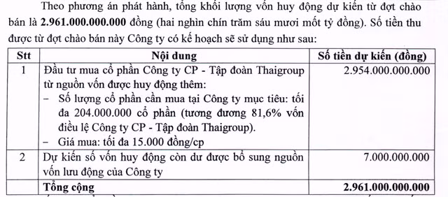 Vi sao Thaiholdings muon thau tom 81,6% von Thaigroup thay vi 59%?