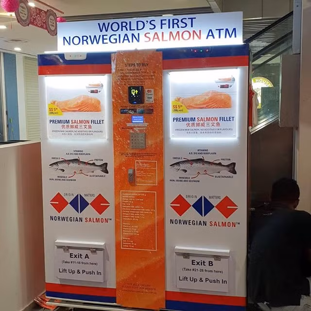 Quy trình hoạt động của ATM cá hồi đầu tiên trên thế giới Quy trinh hoat dong cua ATM ca hoi dau tien tren the gioi