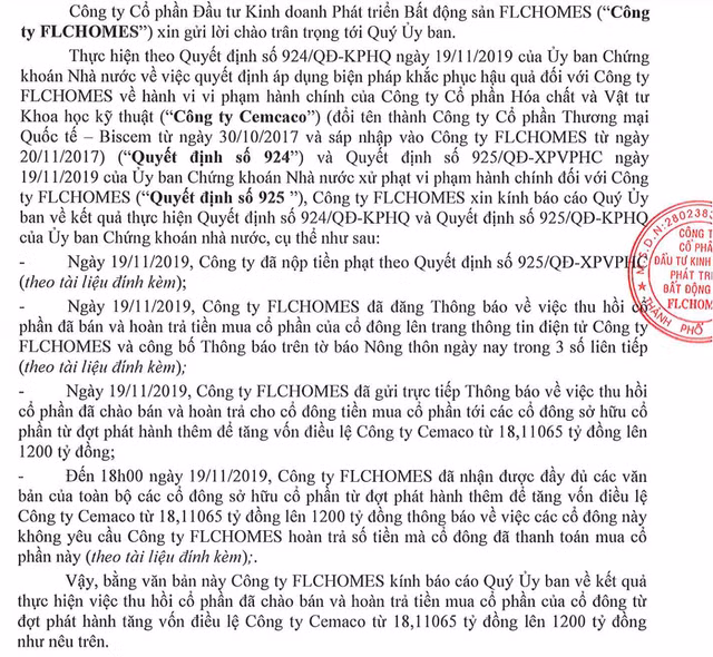 Không cổ đông nào yêu cầu FLCHomes hoàn tiền mua cổ phần từ đợt tăng vốn thần tốc Khong co dong nao yeu cau FLCHomes hoan tien mua co phan tu dot tang von than toc