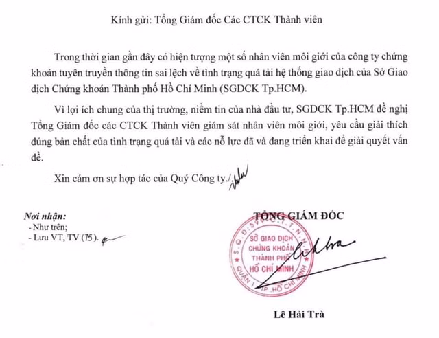 Sep HoSE yeu cau CTCK giam sat nhan vien vi 'tuyen truyen thong tin sai' ve nghen lenh