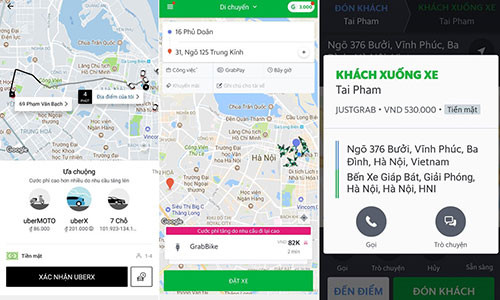 Cước phí tăng vọt vào dịp Tết khi đi Uber, Grab. Ảnh chụp màn hình. Cước phí tăng vọt vào dịp Tết khi đi Uber, Grab. Ảnh chụp màn hình.