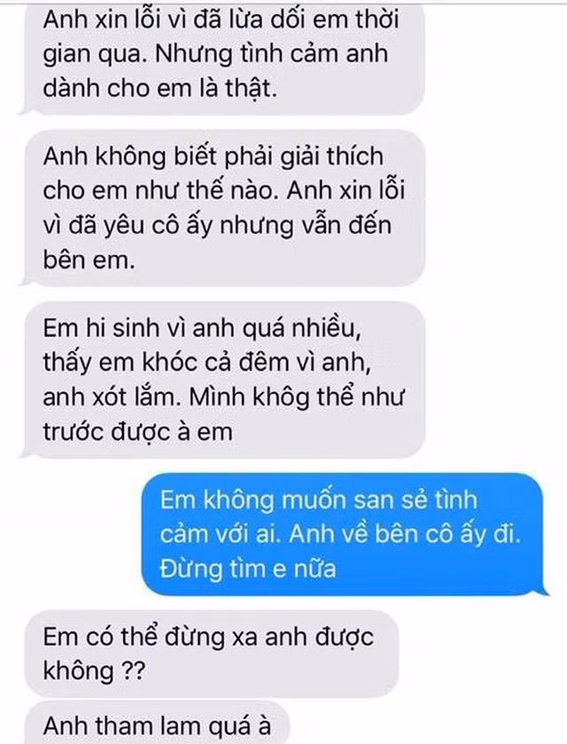 Tin nhắn níu kéo khiến nhiều người bức xúc. Ảnh chụp màn hình