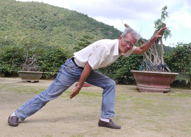 Võ sư Phi Long đánh thế võ Kê hầu viên. Võ sư Phi Long đánh thế võ Kê hầu viên.