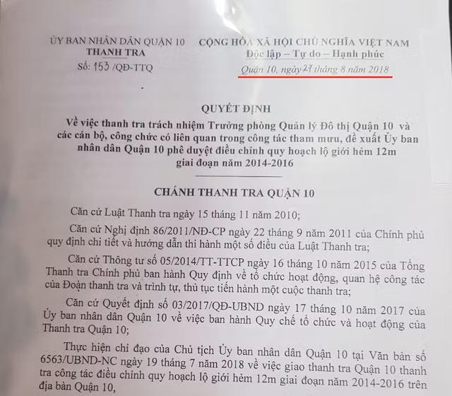 TP HCM: Thanh tra quan 10 co tinh 