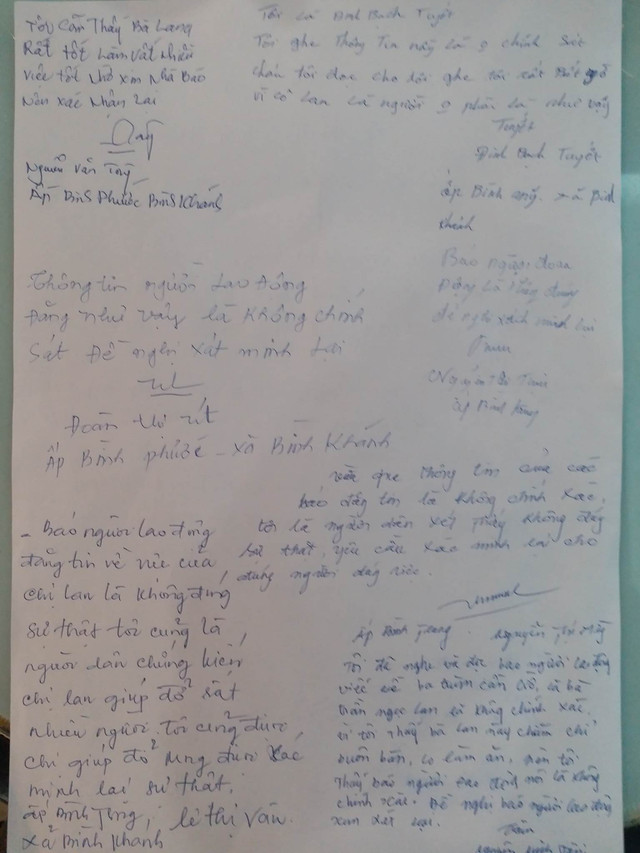 Một số nhận xét của người dân địa phương về bà Lang. Một số nhận xét của người dân địa phương về bà Lang.