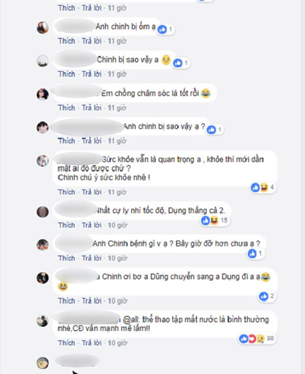 Cộng đồng mạng lo lắng hỏi thăm sức khỏe của Chinh. Cộng đồng mạng lo lắng hỏi thăm sức khỏe của Chinh.