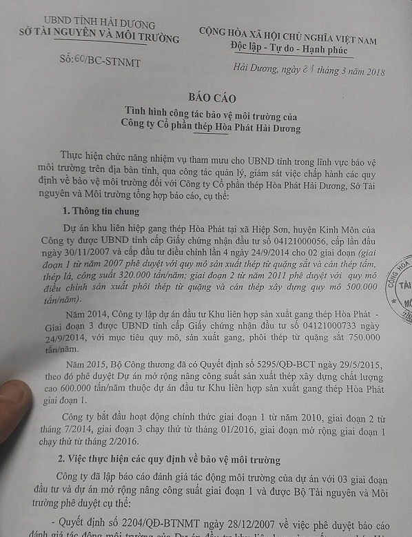 Công ty thép Hòa Phát gây ô nhiễm môi trường: Hứa khắc phục... làm không nổi? Cong ty thep Hoa Phat gay o nhiem moi truong: Hua khac phuc... lam khong noi?