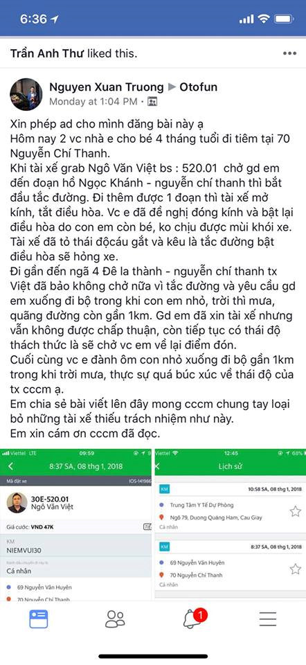 Bức xúc những lần tài xế Grab coi thường khách hàng - Hình 3 Buc xuc nhung lan tai xe Grab coi thuong khach hang-Hinh-3