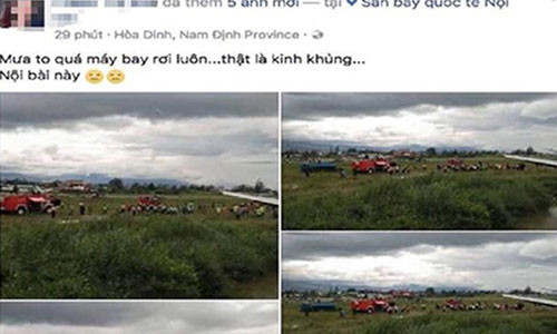 Thông tin giả về tai nạn máy bay đăng tải trên Facebook gây bất bình trong dư luận. Thông tin giả về tai nạn máy bay đăng tải trên Facebook gây bất bình trong dư luận.