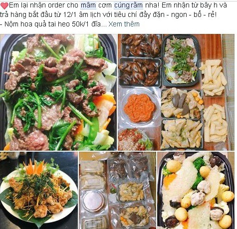 Dịch vụ đặt mâm cỗ cúng rằm tháng Giêng hút khách. Ảnh: Lâm Anh.