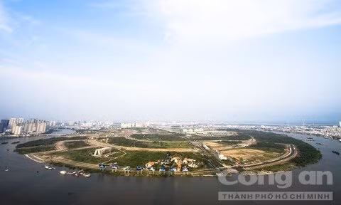 Toàn cảnh khu đô thị mới Thủ Thiêm nhìn từ trên cao.