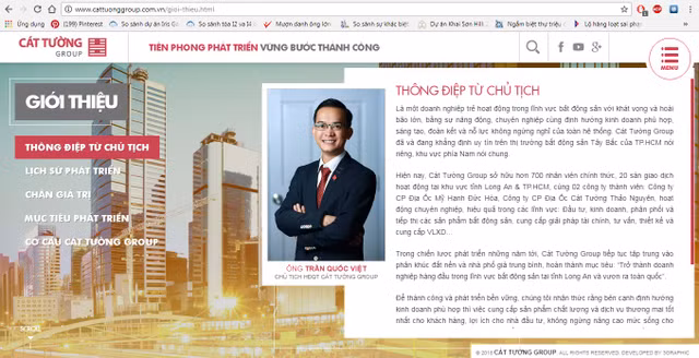 Ảnh chụp màn hình: website http://www.cattuonggroup.com.vn .