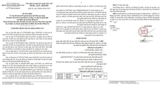 Quyết định số 2760/QĐ-BVĐKDN, phê duyệt kết quả lựa chọn nhà thầu. Nguồn: MSC qd-7319.jpg