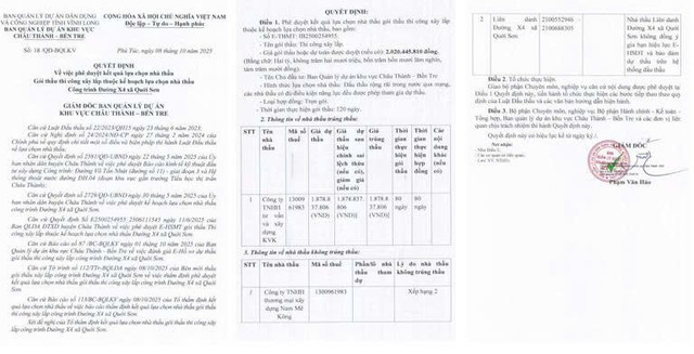 Quyết định số 18/QĐ-BQLKV phê duyệt kết quả lựa chọn nhà thầu. Nguồn: MSC qd-1412.jpg