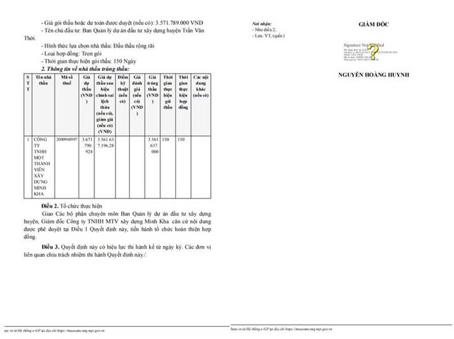 Quyết định phê duyệt KQLCNT Gói thầu số 07. Nguồn: MSC qd-12.jpg