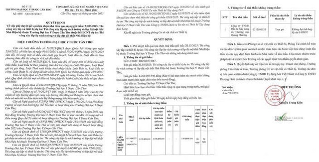 Quyết định số 4739/QĐ-ĐHYDCT phê duyệt kết quả lựa chọn nhà thầu Gói thầu XL03/2025. Nguồn: MSC qd-2019.jpg