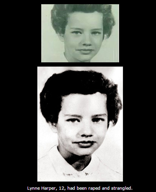 Các nhân chứng khai rằng họ nhìn thấy Truscott và Harper lúc 7h chiều nhưng đến 8h chiều, họ chỉ thấy Truscott. Dựa trên các bằng chứng tại hiện trường và kết quả khám nghiệm tử thi, các nhà điều tra khẳng định nạn nhân chết lúc 7h45 và Steven Truscott là hung thủ. Tòa án buộc Truscott tội giết người nhưng tuyên án treo vì chưa đủ tuổi. Ảnh: cô bé Harper, nạn nhân vụ giết người.