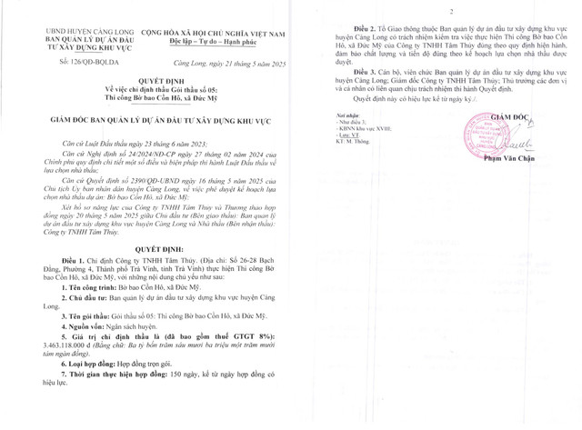 Quyết định số 126/QĐ-BQLDA phê duyệt chỉ định cho Công ty TNHH Tâm Thủy trúng thầu (Nguồn MSC) qd-126-full.jpg