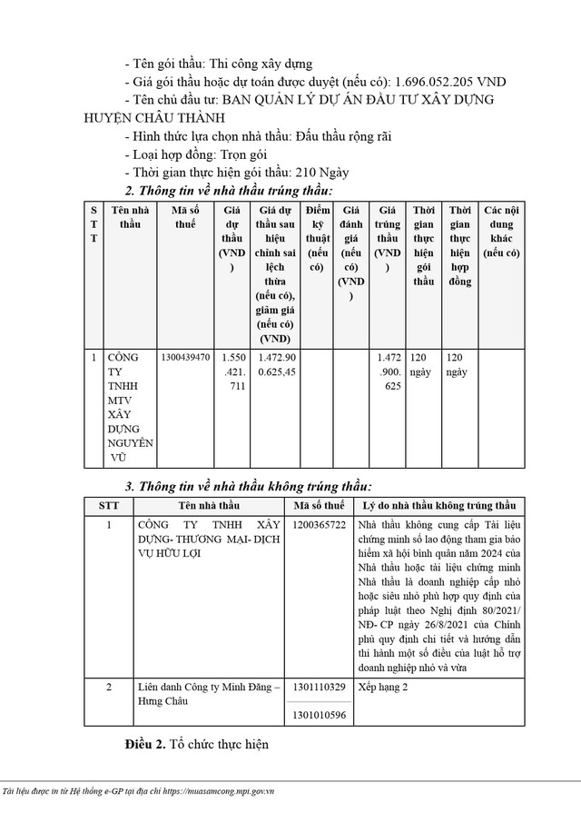 Trích Quyết định số KQ2500174357_2505281637 phê duyệt cho Công ty TNHH MTV Xây dựng Nguyên Vũ trúng thầu (Nguồn MSC) qd-637-2.jpg