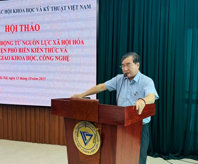 PGS.TS. Phạm Quang Thao, Phó Chủ tịch Liên hiệp các Hội Khoa học và Kỹ thuật Việt Nam phát biểu tại Hội thảo - Ảnh: VGP/Thu Giang