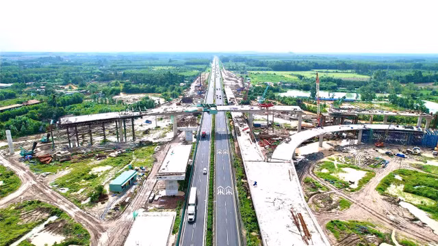 Vị trí nút giao, cầu vượt qua tuyến đường kết nối sân bay Long Thành đang được thi công