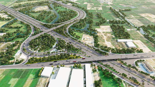Phối cảnh nút giao cao tốc TPHCM - Mộc Bài với đường Vành đai 3 TPHCM. Ảnh: Ban Giao thông TPHCM