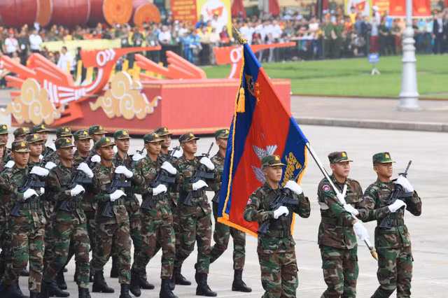 Khối quân nhân Campuchia tham gia diễu binh trên Quảng trường Ba Đình ngày 2/9. Ảnh: Trọng Tài