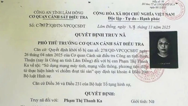 Cảnh sát Lâm Đồng truy nã Phạm Thị Thanh Ka