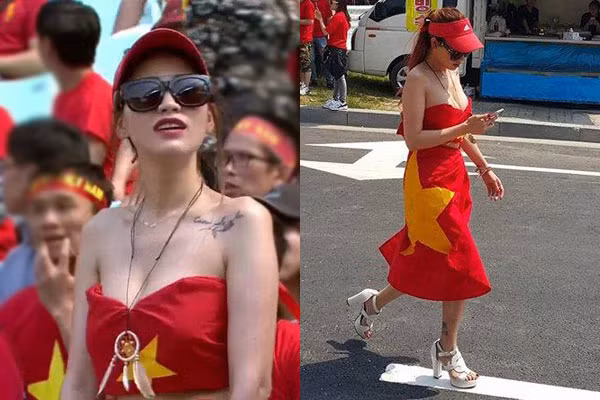 Liên hệ với nhân vật chính, nữ CĐV gợi cảm giới thiệu tên là Thu Hương (tên tiếng Hàn là Lee Ka Hee), hiện đang làm phiên dịch và định cư tại Hàn Quốc. Hương khá bất ngờ khi bộ trang phục được cô chuẩn bị tỉ mỉ để cổ vũ tuyển Việt Nam lại bị dân mạng, đặc biệt là các thành viên Việt phản ứng dữ dội như thế. 'Hôm đó đi làm về, vội vàng phóng xe đến nhà, lục tủ quần áo không thấy bộ nào màu đỏ, chỉ còn mỗi chiếc áo chụp từ dịp Giáng sinh. Mình đã vào web xem người Hàn mặc gì mỗi lần đi cổ vũ và tìm thấy 2 mẫu trang phục mà ở đó, nữ diện áo hở rốn, bên dưới quấn cờ. Và mình đã bắt chước theo' - Hương kể lại.