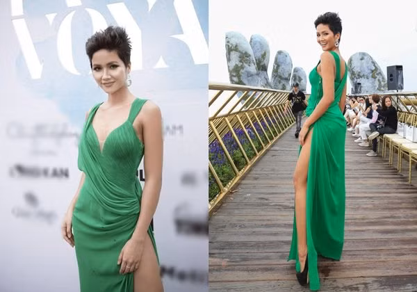 Khoe trọn sắc vóc trong chiếc váy xanh xẻ cao, H'Hen Niê đẹp rạng ngời khiến bao người phải xuýt xoa trong một sự kiện thời trang.