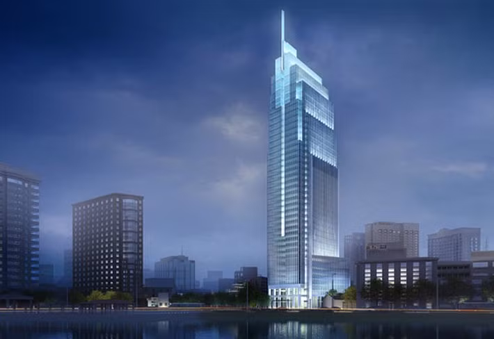 Tòa nhà Vietcombank Tower tại Quận 1, TP HCM cao 206 mét với 40 tầng do Liên doanh Vietcombank – Bonday – Benthanh đầu tư với số vốn 55 triệu USD. (Ảnh: designs.vn)