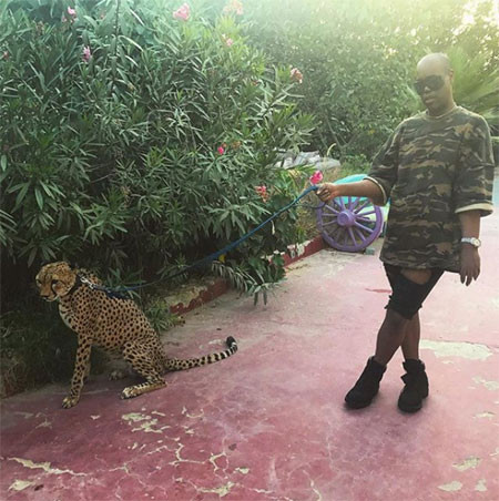 Vui đùa, chụp ảnh với một con báo đi thuê ở Dubai.