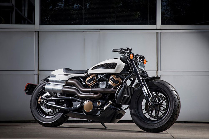 Mẫu cruiser custom mới “all new custom model” sẽ sử dụng chung động cơ với Pan America, thiết kế thân xe đậm chất cơ bắp với hình ảnh các ống trụ tròn từ sườn xe, cổ pô, gắp sau. Nửa trên thân xe gồm bình xăng và yên xe khá mỏng chủ yếu hướng sự chú ý xuống thân dưới hơn. Đèn pha trước công nghệ LED khá nhỏ nhưng lại hài hòa với đầu xe. Đây có thể sẽ là phiên bản thay thế cho mẫu Harley-Davidson Sportster.