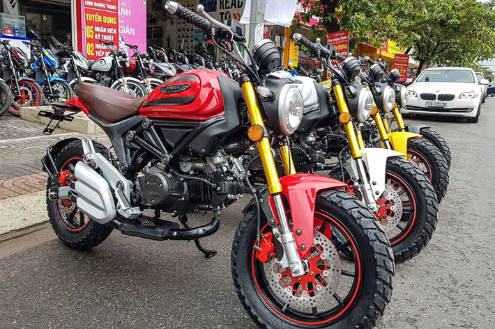 Người dùng có chiều cao từ 1,5m trở lên cũng có thể dễ dàng chống chân và điều khiển chiếc xe máy Hunter 110 nhái Ducati Scrambler, nhờ trọng lượng xe nhẹ chỉ ở mức 105kg và chiều cao yên xe khá thấp 760mm.