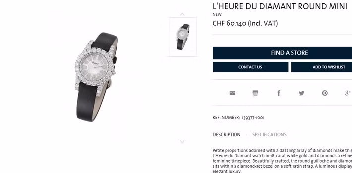 Đây là một trong những mẫu đồng hồ đắt giá nhất thuộc dòng Diamond watches của Chopard. Ảnh: Chopard