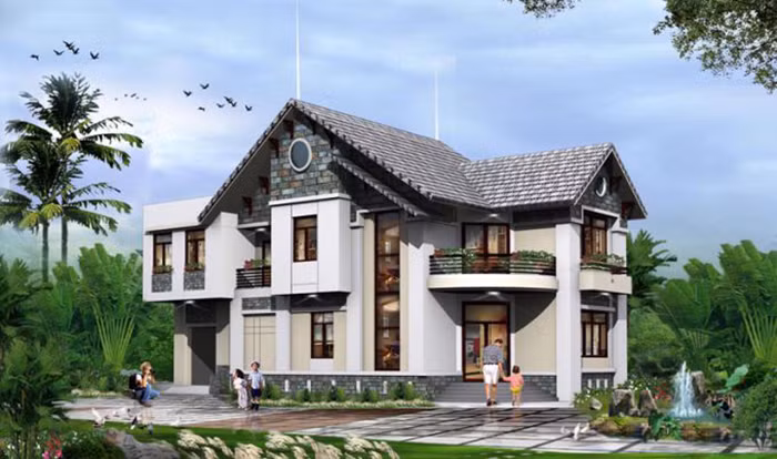 Nhà vườn 2 tầng mái thái sang trọng, lịch lãm ngày càng được lựa chọn nhiều, đặc biệt là gia đình có diện tích đất rộng. Ảnh: Internet.