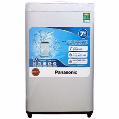 Khách hàng chuộng máy giặt Panasonic có thể mua máy giặt lồng đứng Panasonic NA-F70VS7HCV - 7kg với 10 chương trình giặt tiện lợi. Đặc biệt, chế độ giặt trẻ em giúp bạn yên tâm hơn khi giặt quần áo của trẻ. Ảnh: Mediamart.