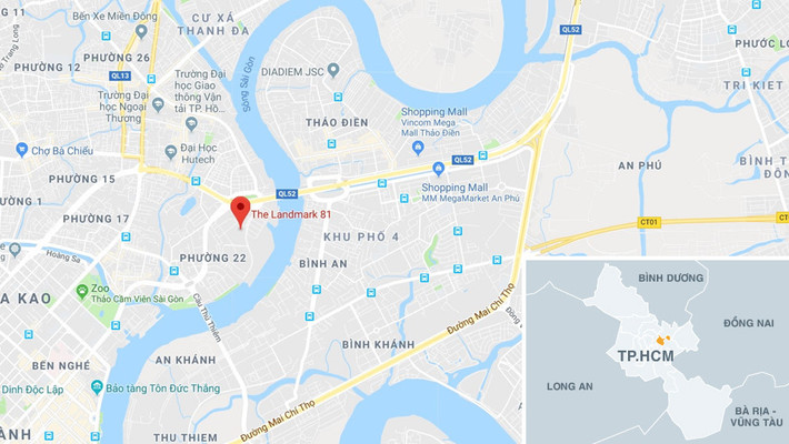 Vị trí tòa nhà cao nhất Việt Nam. Ảnh: Google Maps.