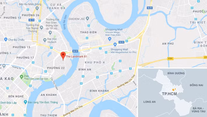 Vị trí tòa nhà cao nhất Việt Nam. Ảnh: Google Maps.