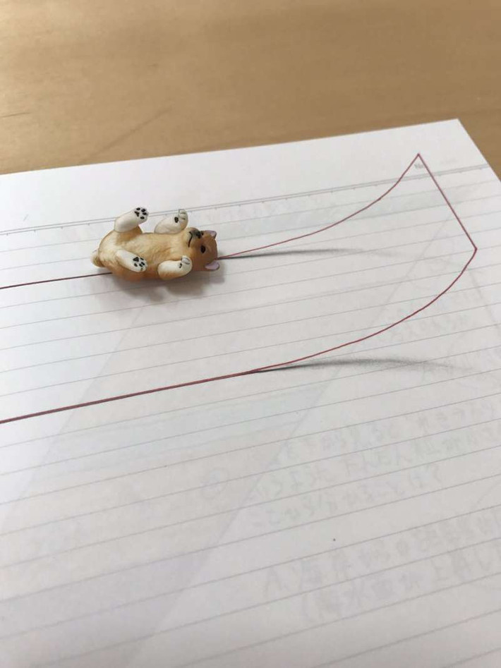 Chỉ bằng vài đường kẻ đơn giản, Mozu đã khiến bức tranh 3D của mình trở nên thu hút hơn gấp nhiều lần.