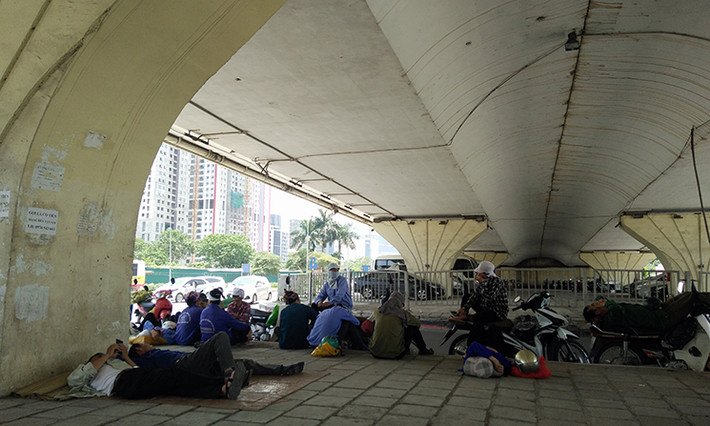 Gầm cầu đường bộ trở thành nơi "trốn nắng" lý tưởng nhất.