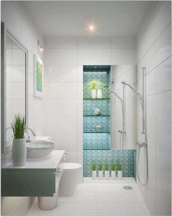 Sử dụng tông màu trắng khiến phòng tắm “ăn gian” được rất nhiều về diện tích. Ảnh: Blogspot. 