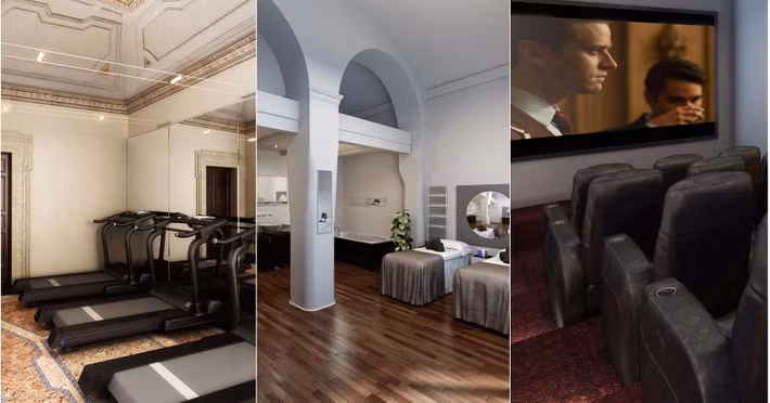 Bên cạnh đó, Palazzetto còn có cả spa, phòng gym hiện đại và cả một rạp chiếu phim bên trong.