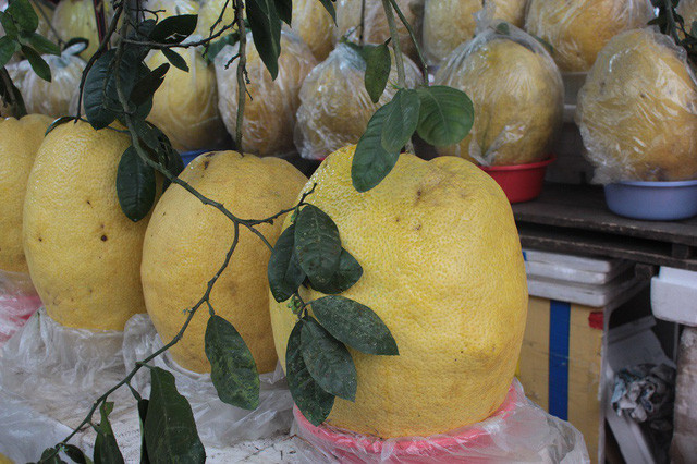 So với bưởi thường, loại bưởi này đắt gấp 10 lần nhưng lúc nào cũng bán chạy hàng. Người mua để đi biếu, người mua vì tò mò xem ngoài trọng lượng khủng từ 6 – 10kg/quả, loại bưởi đặc biệt này có ngon như các loại bưởi khác hay không? Ảnh: Zing.