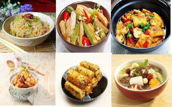 Hiện, dịch vụ nhận đặt mâm cỗ chay bắt đầu hút khách. Các nhà hàng chay cũng tung ra nhiều chương trình khuyến mãi hấp dẫn. Giá mâm cỗ chay dao động từ 500.000 đến hơn 1 triệu đồng/mâm. Ảnh: Happytrade.