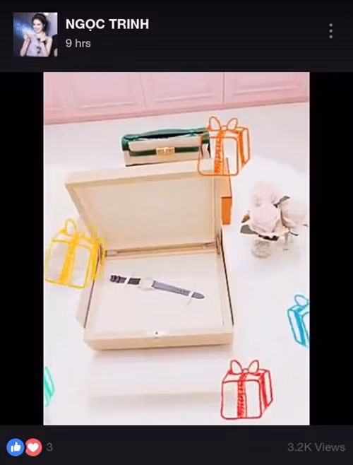 Để mừng sinh nhật lần thứ 28, người mẫu Ngọc Trinh tậu cho mình chiếc đồng hồ nạm kim cương lấp lánh, trị giá hơn 1 tỷ đồng khiến dân mạng "ghen tỵ". Ảnh: FBNV.