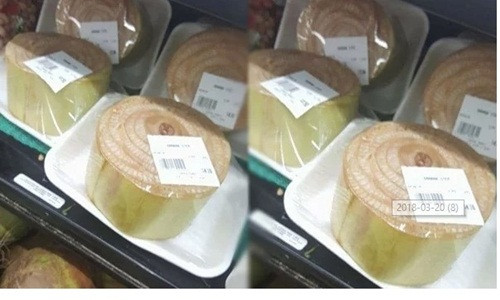 Khúc thân chuối được đóng gói đẹp mắt tại các siêu thị ở Nhật Bản. Ảnh: Facebook.