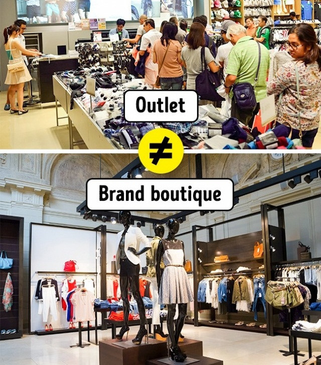 Quần áo thiết kế được bày bán ở Outlet luôn có chất lượng kém hơn ở trong cửa hàng chính hãng. Lý do là các nhãn hàng xây dựng hẳn một dây chuyền sản xuất các sản phẩm riêng biệt để tiêu thụ tại Outlet. Ảnh: Brightside.