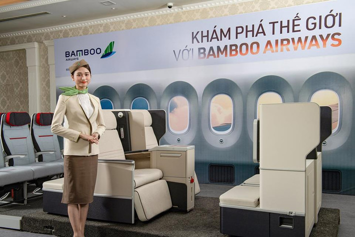 Trước đó, trên Fanpage chính thức của Bamboo Airways xuất hiện những hình ảnh dự kiến về bộ ghế thương gia của hãng. Ảnh: Bamboo Airways.